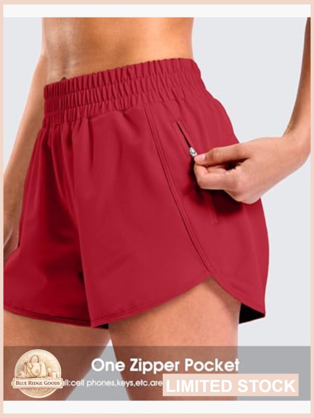 Athletic Running Shorts High Waisted Quick Dry Workout Gym Shorts with Zipper - Picture 4 of 7